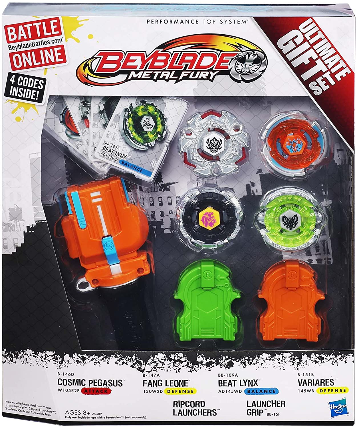 Metal Fusion Masters Beyblade 4D System Fury Fight Top With Box and Launcher 