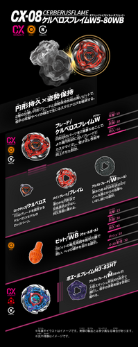 ランダムブースターVol.7 CerberusFlame WhaleFlame Takara Tomy Beyblade X CX-08 FullSet Vol.7 Cerberus Flame W5