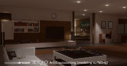 Render of the living room in Jodie's apartment by Maud Henry