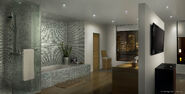 Concept art of the bathroom in Jodie's apartment by Geoffroy Thoorens