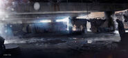 Concept art of the bridge in Seattle by Benoit Godde