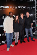 Elliot Page with Kadeem Hardison, Willem Dafoe, and David Cage at the world premiere of Beyond: Two Souls on October 2, 2013