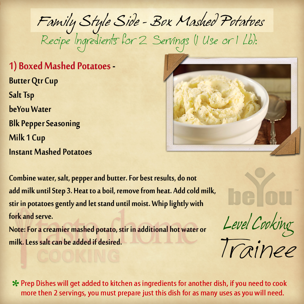 Recipe Fs Side Boxed Mashed Potatoes