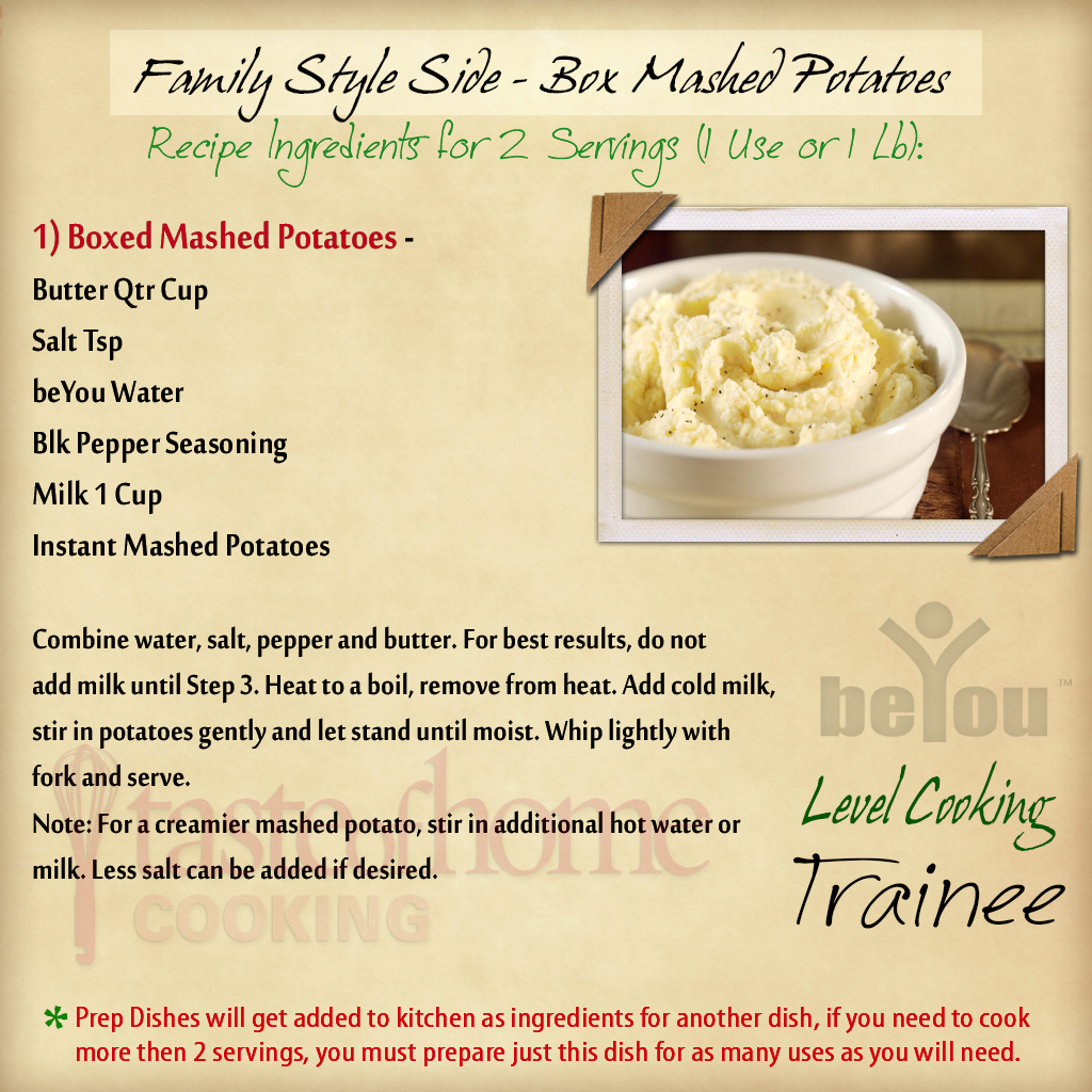 Instant mashed potatoes ingredients top
