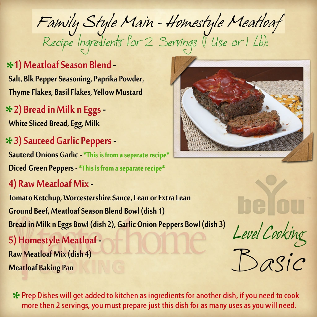 Recipe FS Main Homestyle Meatloaf BeYou World Wiki Fandom