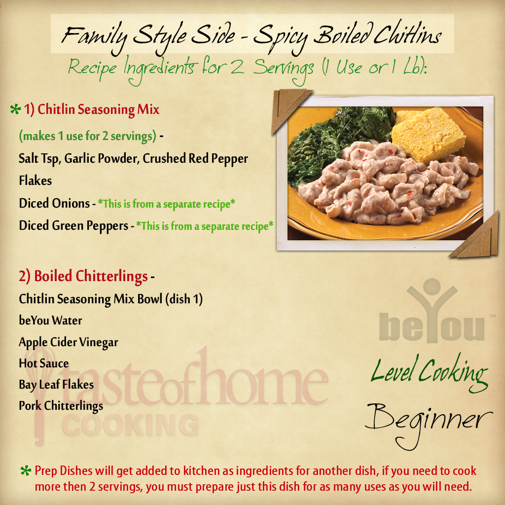 Recipe -- FS Side Spicy Boiled Chitlins, BeYou World Wiki