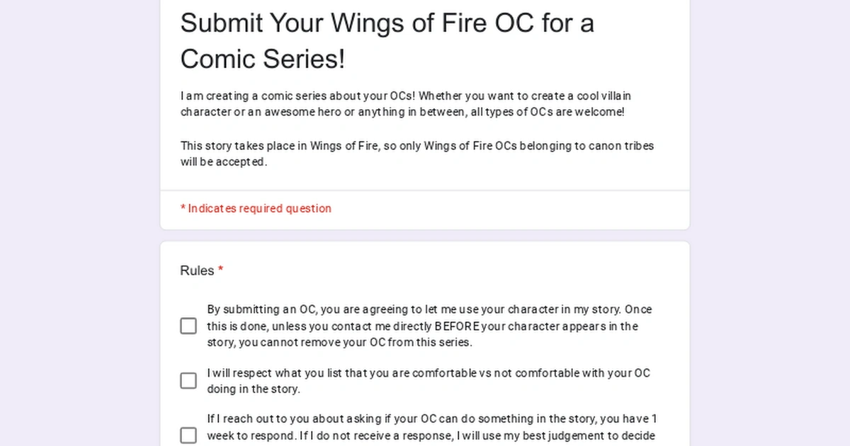 Submit Your Ocs To Be In A Comic Fandom