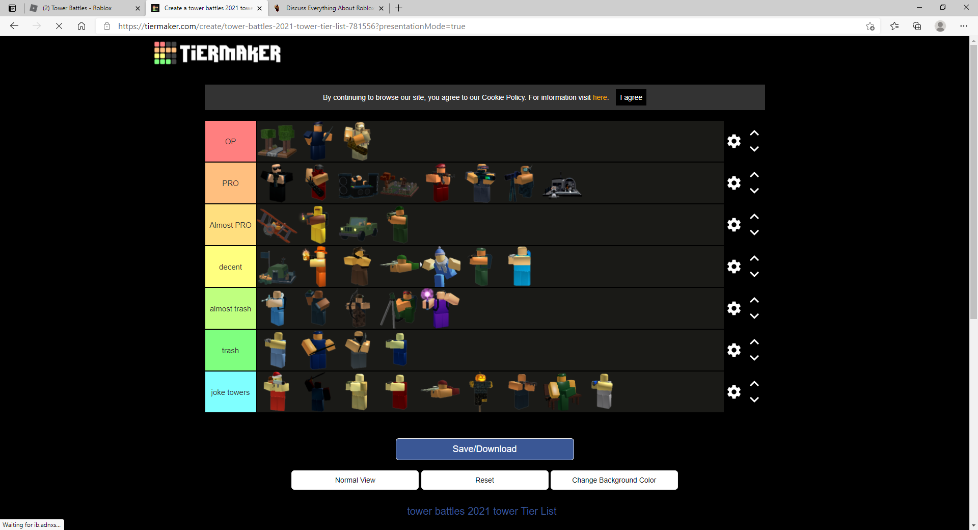Create a Roblox very epic Tier List - TierMaker