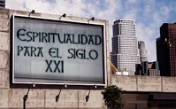 Cartel de promoción del programa radial de Eduardo Casas, "Espiritualidad para el siglo XXI".