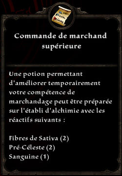 Commande de marchand supérieure formule