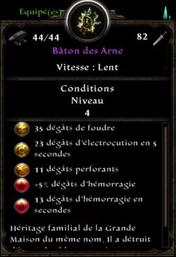 Bâton des Arne stats