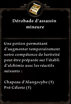 Dérobade d'assassin mineure formule