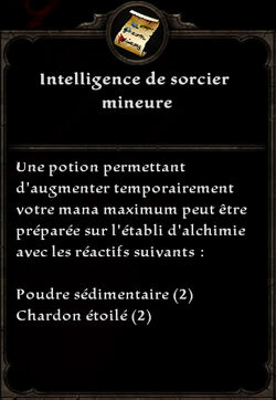 Intelligence de sorcier mineure formule