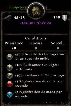 Heaume tibérien stats