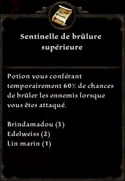 Sentinelle de brûlure supérieure formule