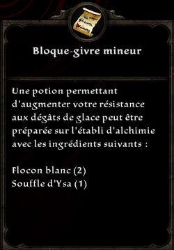 Bloque-givre mineur formule