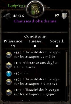 Chausses d'obsidienne stats