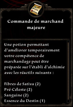 Commande de marchand majeure formule