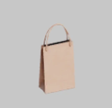 Leather Handle Paper Bag Beige（Contrast detail straw bag, beige  