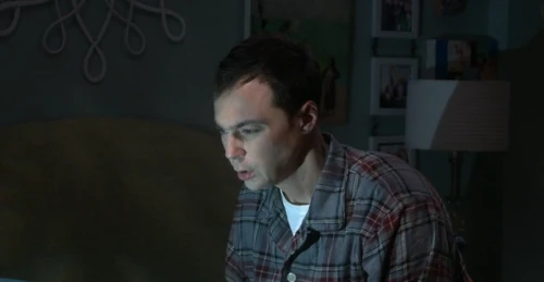 Amy flashes Sheldon.