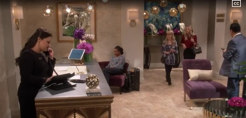 Entering Anu's hotel lobby.