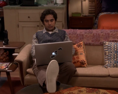 Raj hears Penny coming.