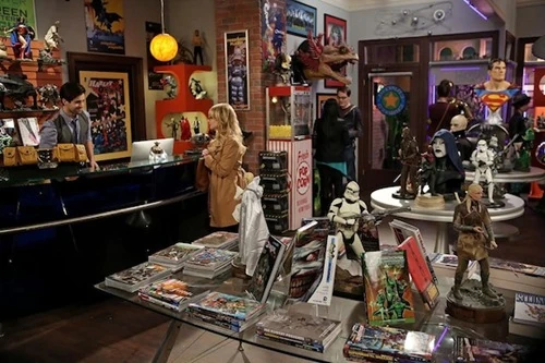 Bernadette in a rival comic book store looking very cross.