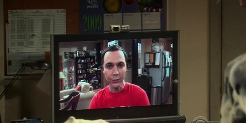Sheldon gloating over his prank.