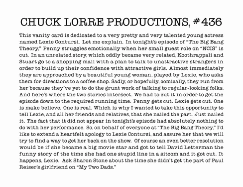 Chuck Lorre Productions, #436.
