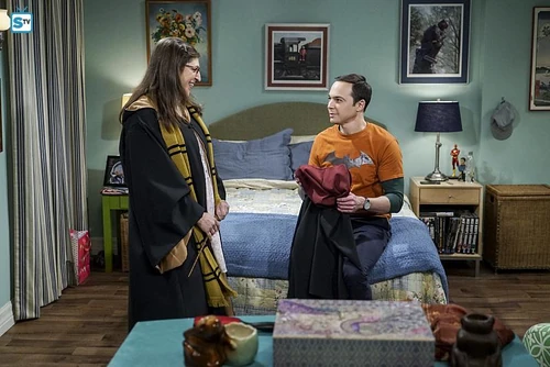 Amy got Sheldon a Harry Potter robe.