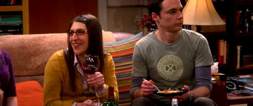 Amy thinking about watching Howard and Bernadette having sex.