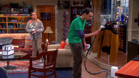 Sheldon steamings his costume