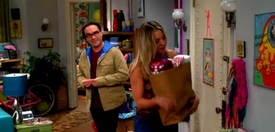 Leonard about to surprise Penny.
