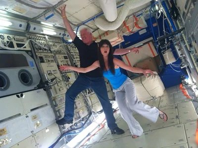 Clowning in the ISS set.