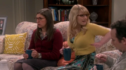 Bernadette screaming when she sees Sheldon in the window.