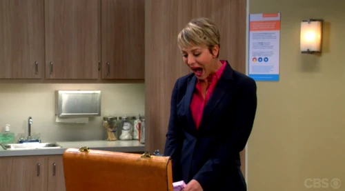 Penny's first pharmaceutical sales pitch. Laughing at her own joke.