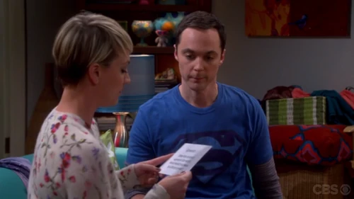 Reading the first question to Sheldon.