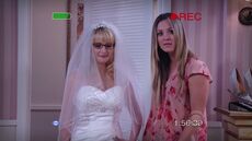 Bernadette trying on wedding gowns. Amy makes a callous remark.