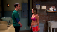 Penny trying to seduce Sheldon in Amy's "what if" story.