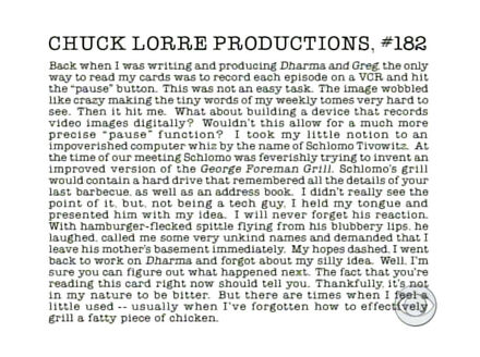 Chuck Lorre Productions The Big Bang, Chuck Lorre Vanity Cards Young Sheldon 2020