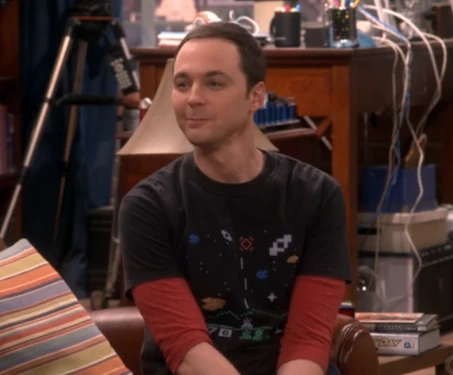 Sheldon looking pleased with himself.