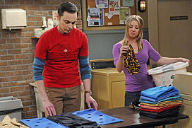 Sheldon and Penny in the laundry room