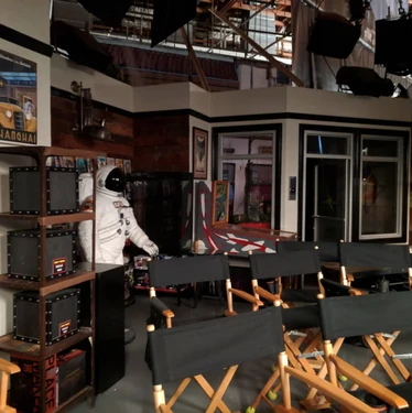 Comic book store set.