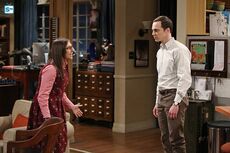 Arguing with Sheldon about their distracted make-out session.