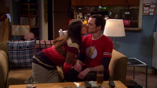 Sheldon and Amy's first kiss.