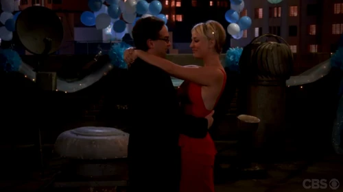 Penny and Leonard dancing at the prom.