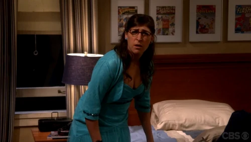 Amy told that she can't lie down on Sheldon's bed while having a panic attack.