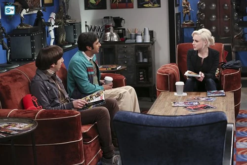 Howard and Raj talking with Claire.