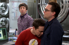 Leonard comforting Sheldon.
