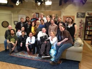 Cast and crew with Stephen Hawking